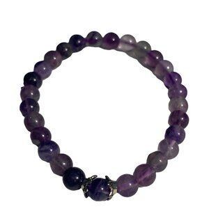 Amethyst Gemstone Stretch Bracelet With Claw Accent Bead Fashion Jewelry Purple